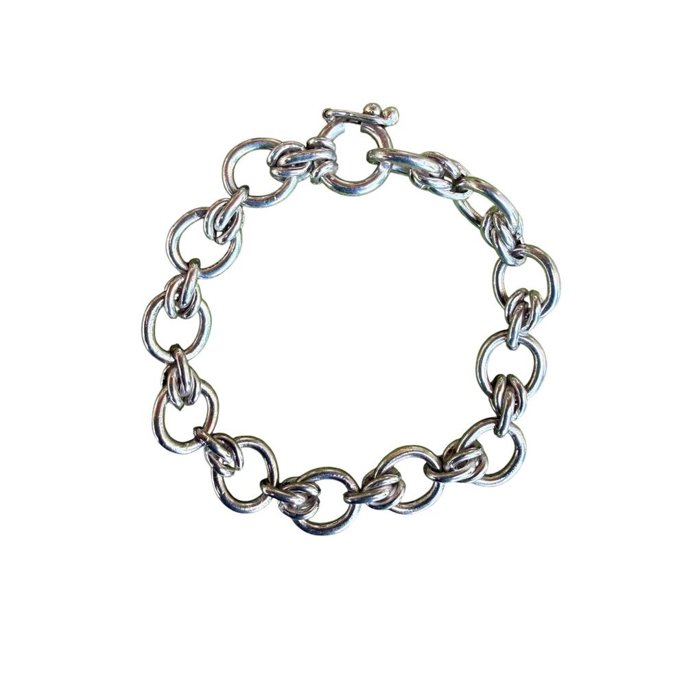 Vintage Peru 950 Sterling Silver Heavy Chain Link Bracelet 7" 25g - Picture 6 of 13